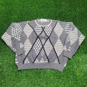 Vintage Pronto-Uono Sweater Womens XL 23x23 Diamond Argyle